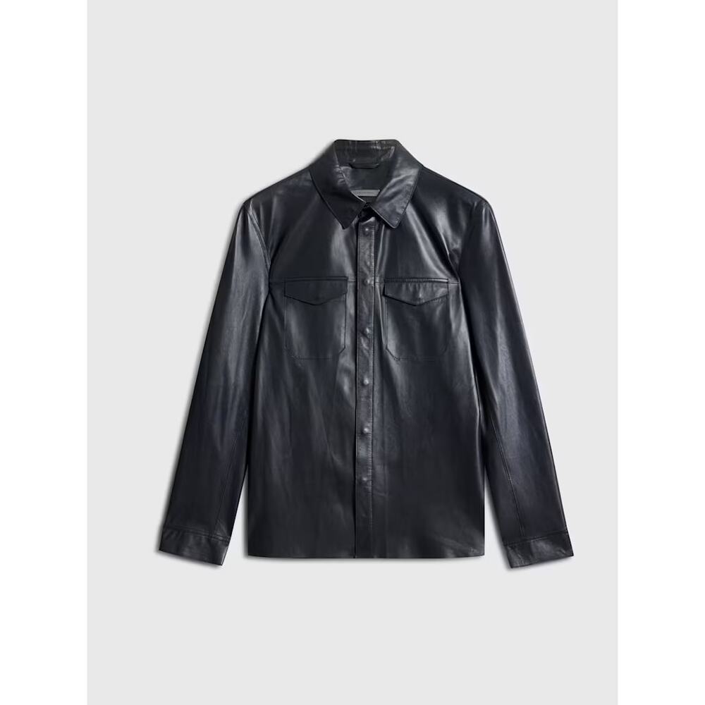 JOHN VARVATOS Travis Leather Shirt Jacket Dark Navy Blue Sz 58/US XL NWT $798 - Picture 5 of 10